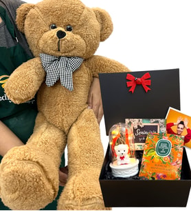 Sizlere Özel Fotoğraflı Hediye Paketi ve Büyük Boy Pembe Peluş Ayıcık - Premium Set (Model 7)
