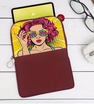 BK Gift Pop Art Tasarımlı Taşınabilir Koruyucu Tablet Kılıfı & Organizer Çanta - Bordo-7