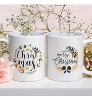 Yeni Yıl Mutlu Yıllar Merry Chrismas Yılbaşı Baskılı İkili Kupa Bardak