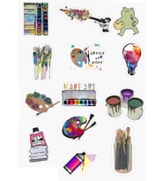 Sanat - Ressam -Resim - Çizim - Boyamak Tasarımlı Sticker Seti