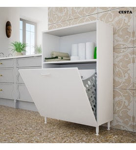Modilayn Kirli Çamaşır Dolabı Banyo Dolabı Oyuncak Dolabı (Beyaz)