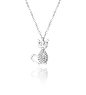 925 Ayar Gümüş Zirkon Taşlı Kedi Küpe Gümüş Renk Tek Ebat Beden (Rose)