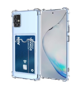 Teknomoda Samsung Galaxy A71 Kılıf Kartlıklı Anti Şok Korumalı Şeffaf Silikon Şeffaf Açık