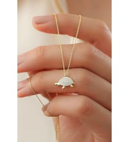 925 Ayar Gold Kaplumbağa Gümüş Kolye
