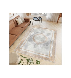 Rovigo Home Dijital Baskı Yıkanabilir Kaymaz Taban Salon Halısı RVG0429 (Krem)