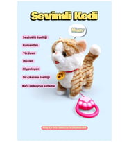 Oem Müzikli Yürüyen Miyavlayan Yalayan Kuyruk Ve Başını Sallayan Ses Taklidi Kumandalı Peluş Kedi