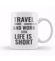 Travel More and Work Less Heartbeat Kupa Bardak Porselen