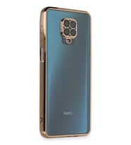 Newface Xiaomi Redmi Note 9 Pro Kılıf Razer Lensli Silikon - Gold