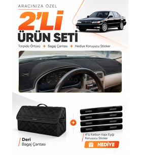 INFINITI İ30 (1995-2000) Uyumlu Torpido Örtüsü + Deri Bagaj Çantası + Sticker Seti - Siyah