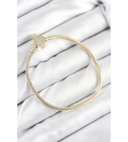 Pirinç Charm Zirkon Taşlı Taç Model Gold Renk Kadın Bileklik 5886