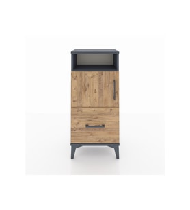 Arges Komodin 2 Raflı Tek Çekmeceli 2 Kapaklı 44x30x96 Antrasit-Çam