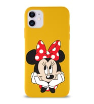 Apple iPhone 11 Uyumlu Lansman Kılıf Minnie Mouse Tasarımlı Altı Kapalı İçi Kadife Kaplı  Kapak (Şeffaf)