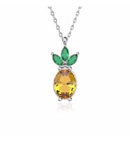 Taşlı Ananas Beyaz Gümüş Kolye