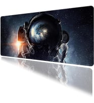 Uzay ve Astronot Temalı Oyun Gaming Klavye Mouse Pad Masa Matı 70x30cm Kaymaz Kauçuk Taban Dikişli Kenar
