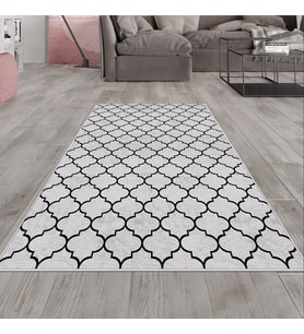 Gri Eskitme Desen Yıkanabilir Kaymaz Taban Leke Tutmaz Modern Salon Halısı ve Yolluk