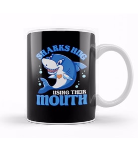 Sharks Hug Using Their Mouth Funny Shark Pun Kupa Bardak Porselen