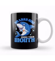 Sharks Hug Using Their Mouth Funny Shark Pun Kupa Bardak Porselen