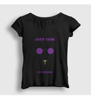 Presmono Kadın Siyah Crazy Train Ozzy Osbourne T-Shirt 39266tt