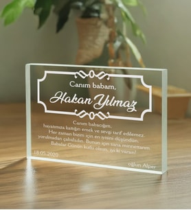 BK Gift Kişiye Özel Canım Babam Mesajlı Akrilik Plaket-1, Babalar Günü, Babaya Hediye