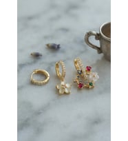 3 lü Set Gold Renk Çiçek Model Küpe