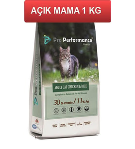Pro Performance Tavuklu ve Pirinçli Yetişkin Kedi Maması 1 Kg AÇIK (Kahverengi)