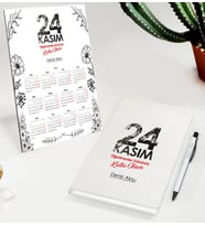 BK Gift Kişiye Özel İsimli Öğretmenler Günü Tasarımlı Defter Tükenmez Kalem ve Masaüstü 2024 Takvim Hediye Seti - 10, Öğretmene Hediye, Öğretmenler Günü