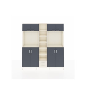 Arges Dolap 14 Raflı 2 Çekmeceli 2 Askılı 220x30x243 Aytaşı-Antrasit/Aytaşı