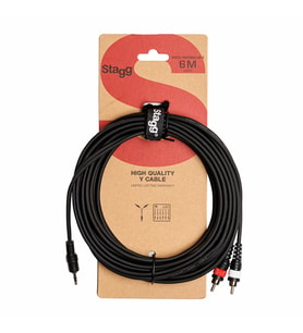 STAGG SYC6/MPSB2CM E Y SES KABLOSU 6 METRE (3.5 MM STEREO MİNİ JACK - 2 X RCA ERKEK)