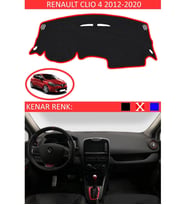 Renault Clio 4 2012-2020 İçin Uygun Torpido Koruma Halısı Siyah Kenar Renk Kırmızı