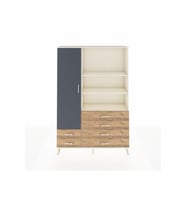 Arges Dolap 7 Raflı 6 Çekmeceli Tek Kapaklı  132x30x195 Aytaşı-Antrasit/Çam