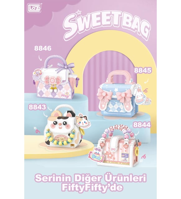 Loz Micro Block Sweet Bag Serisi Kedi Figürlü Çanta 360 Parça
