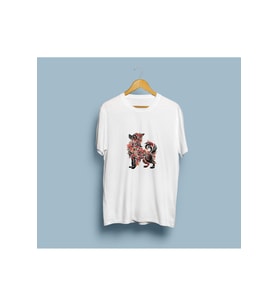 Oversize Fluffy Köpek renki ve Özel tasarım unisex T-shirt