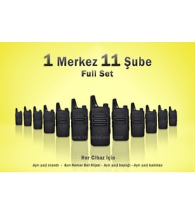 Çaycı Telsizi 1 Merkez 11 Şube Full Set (Siyah)