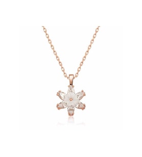 Gümüş Rose Beyaz Lotus Çiçeği Kolye CSR2180776