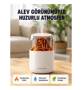 Mey İthalat® 280ml Alev Işıklı Ultrasonik Hava Nemlendirici Sessiz ve USB Şarjlı