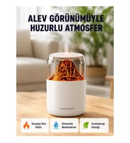 Mey İthalat® 280ml Alev Işıklı Ultrasonik Hava Nemlendirici Sessiz ve USB Şarjlı