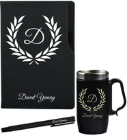 Erkek Arkadaşa Kişiye Özel Hediye Defter Termos Mug ve Roller Kalem Hediye Seti