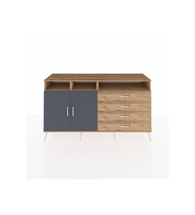 Kronos Konsol 5 Raflı 4 Çekmeceli 2 Kapaklı 176x59x99 Çam-Antrasit/Çam