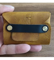 Sumerian Deri Cüzdan Cat Sarısı - Avuçiçi Cüzdan RFID Kart Koruma Hediye )