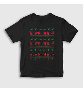 Presmono Unisex Çocuk Siyah Deers Geyikler V2 Yılbaşı T-Shirt 269408tt