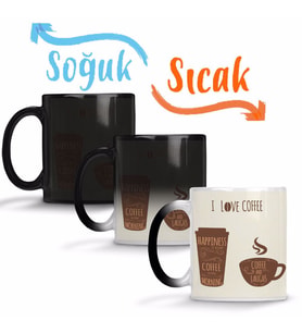 I Love Coffe Sihirli Kupa Bardak Porselen