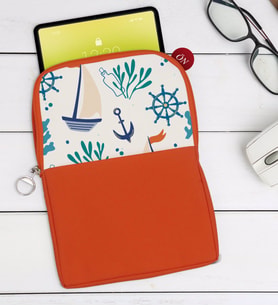 BK Gift Denizci Tasarımlı Taşınabilir Koruyucu Tablet Kılıfı & Organizer Çanta - Turuncu-1