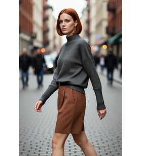 Kadın Oversize Kesim Dik Yaka Reglan Kol Düz Gri Triko Kazak Kışlık Günlük Giyim İçin İdeal Seçim