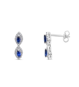 0.65 Karat Laboratuvar Pırlanta Safir Küpe - HRD Sertifikalı