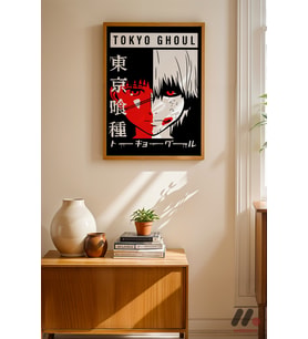 Tokyo Ghoul Poster, Ahşap Çerçeveli Duvar Tablosu - Anime Severlere Özel Hediye