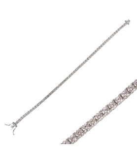 Aylider Su Yolu Rodyumlu Beyaz Taşlı Kadın 925 Ayar Gümüş Bileklik 2,5 MM Aylider