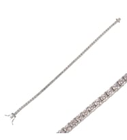 Aylider Su Yolu Rodyumlu Beyaz Taşlı Kadın 925 Ayar Gümüş Bileklik 2,5 MM Aylider