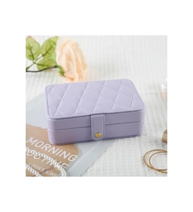 Lila Deri Baklava Desenli Seyahat Takı Organizer 16cm
