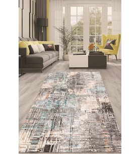 Dijital Kaymaz Taban Yıkanabilir Modern Renkli Salon Halısı Mutfak Halısı Yolluk ND-HT-936 (Mavi)