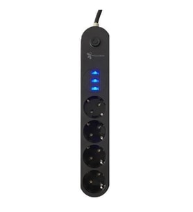 4lü Siyah Anahtarlı 3 Usb Li Akım Korumalı Topraklı Çocuk Korumalı Grup Priz 2 Metre